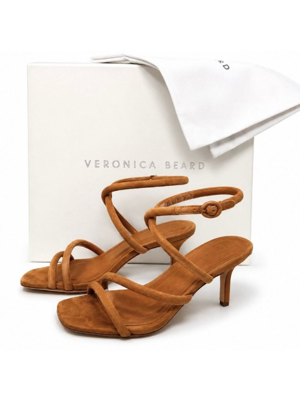 Veronica Beard Mariel Brown Suede Strappy Kitten Heel Sandals Women 5.5